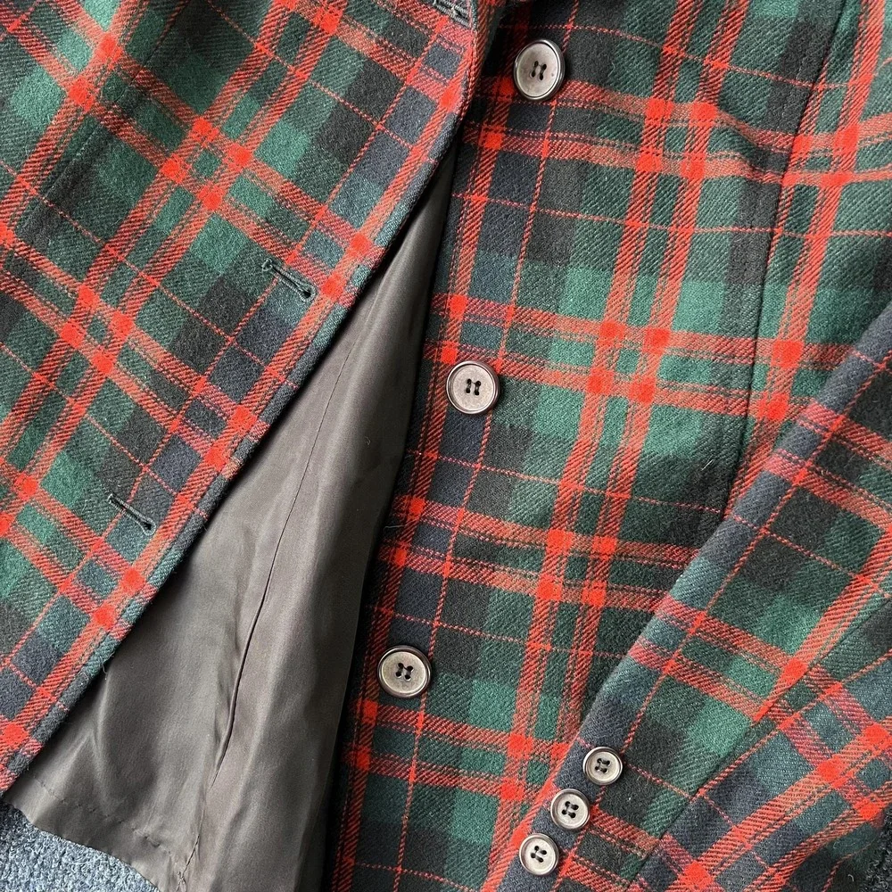 Vintage Pendleton Skirt Suit Womens 8 Red Green Tartan Plaid Virgin Wool USA 80s - Picture 2 of 13